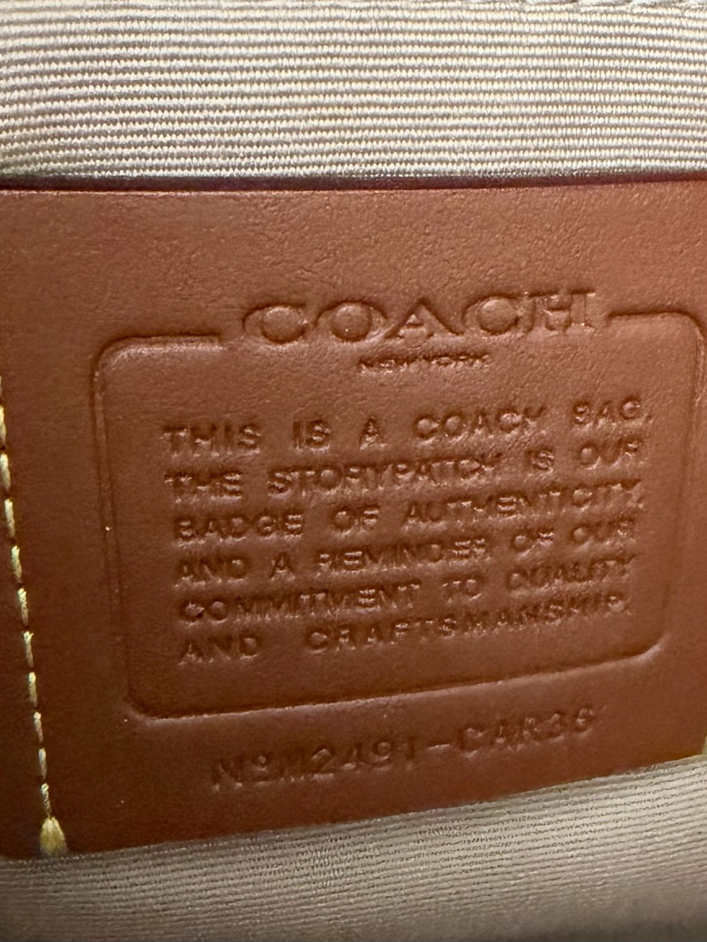 Coach Cream Tote with Yellow and Pale Pink Butterfly Print - Picture 8 of 9